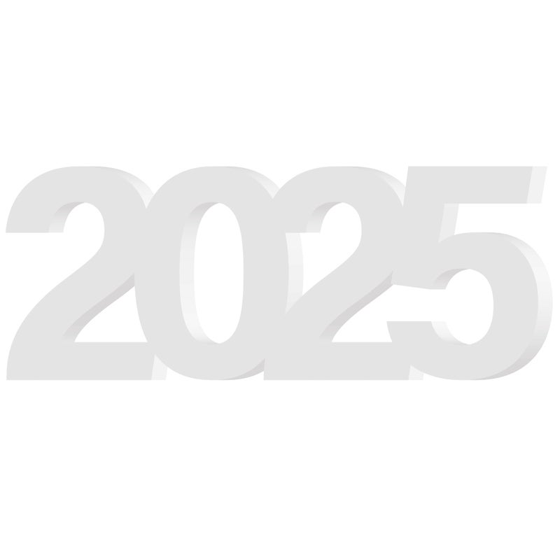 زينة تخرج 2025 الكبيرة لعلامة 2025 لصور التخرج وديكورات الطاولة لاحتفالات التخرج 2025 وزينة الزفاف للعام الجديد 2025 باللون الأبيض