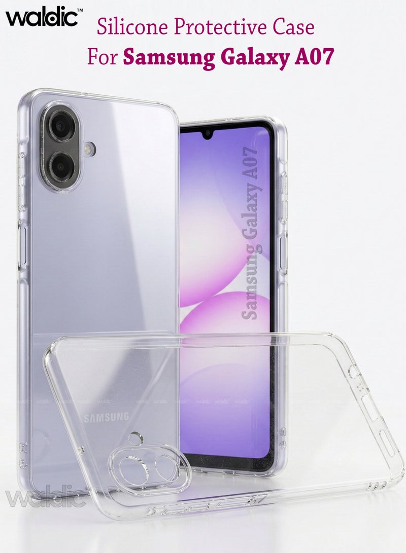 Waldic Samsung Galaxy A07 Premium Case | Premium Silicone Case Cover Designed for Samsung Galaxy A07 | Samsung Galaxy A07 Case Camera and Drop Protection Thin Protective Back Cover Case for Samsung Galaxy A07 - Transparent - Image 1