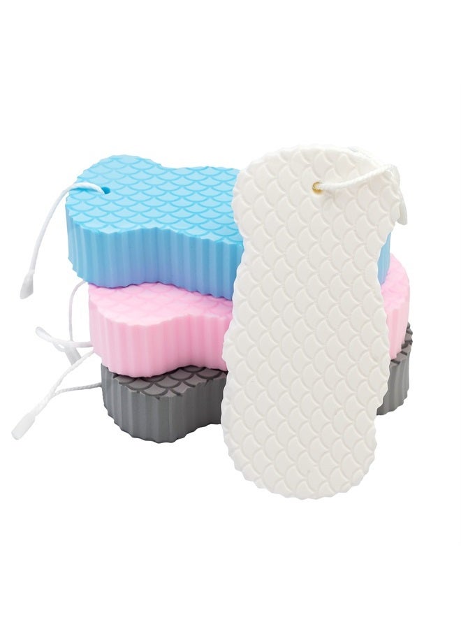BESOBELLA Exfoliating Sponges (4 pcs) - Super Soft exfoliating Bath Shower Sponge - Removes Dead Skin and Impurities from Body - Great for Adults and Children - Pink & Blue & White & Gray - Image 3