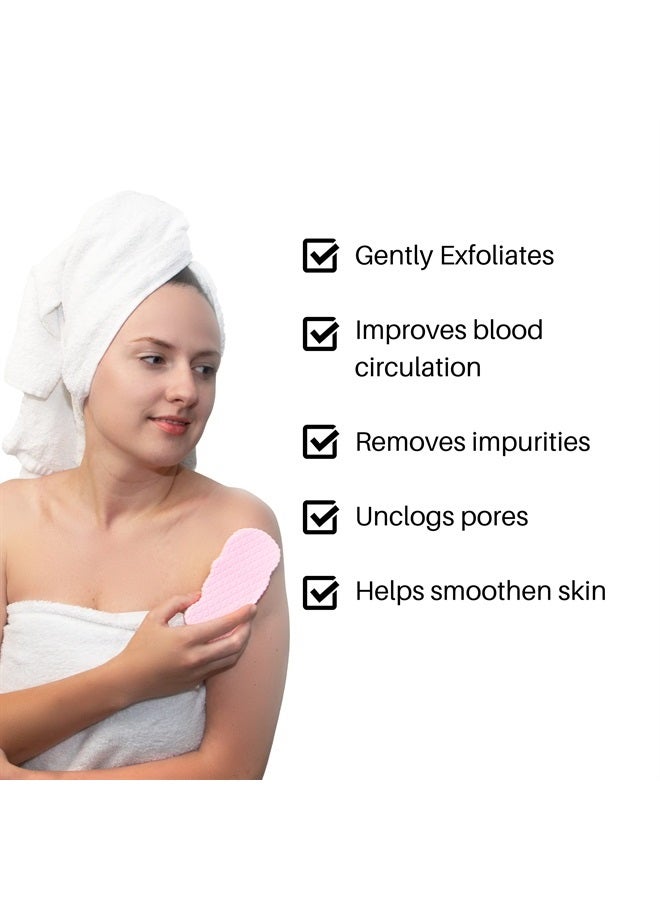BESOBELLA Exfoliating Sponges (4 pcs) - Super Soft exfoliating Bath Shower Sponge - Removes Dead Skin and Impurities from Body - Great for Adults and Children - Pink & Blue & White & Gray - Image 1