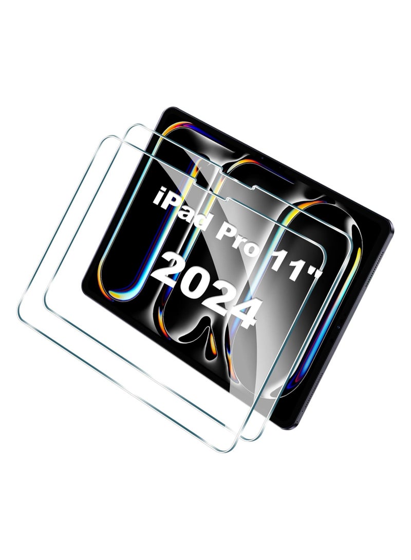 2 Pack Tempered Glass for iPad Pro 11 2024, [A2836, A2837, A3006], 9H Hardness Glass, Complete Protection Glass Film, Anti-Scratch, Easy to Install, Bubble Free compatible for iPad Pro 11 inch M4 2024 - Image 1