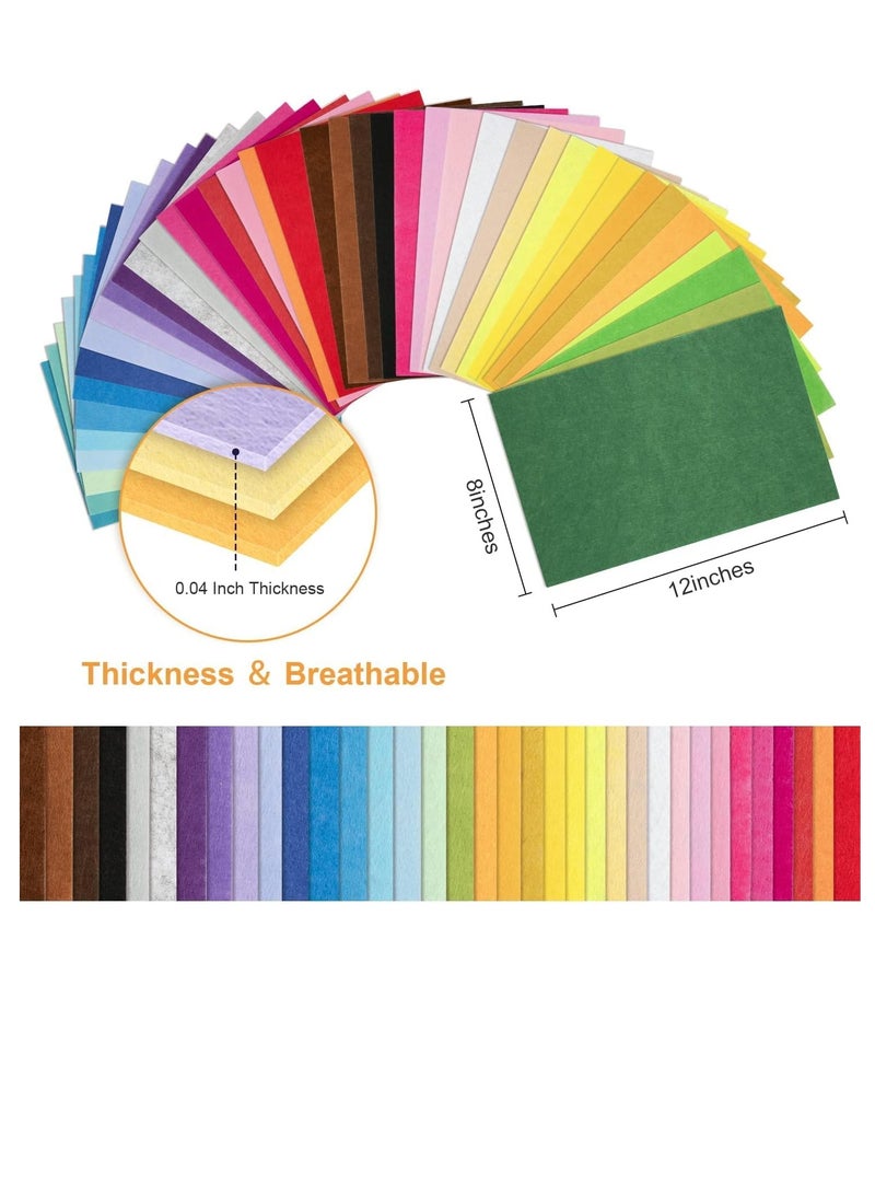 FengSVMA 8 x 12 Inches Felt Sheets for Crafts, 40Pcs Felt Squares Felt Fabric Sheets, Assorted Colors Non Woven Felt Pack, 1mm Thick, Stiff Felt Paper for DIY Sewing Craft Patchwork Decoration - Image 2