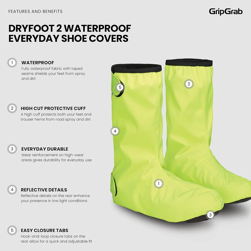 GripGrab Dryfoot 2nd Edition Bike Rain Overshoes Waterproof Shoe Covers for Everyday Cycling Long Gaiter - Image 2