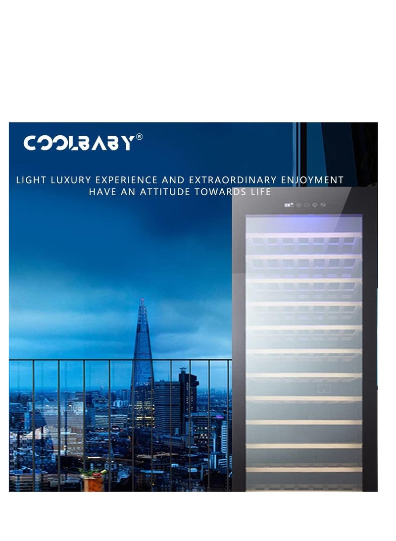 Cool Baby COOLBABY 110 Bottle Electronic Thermostatic Wine Storage Cabinet Mini Beverage Wine Cooler Refrigerator For Home Bar Office Energy Efficient and Super Quiet Black  - Image 4