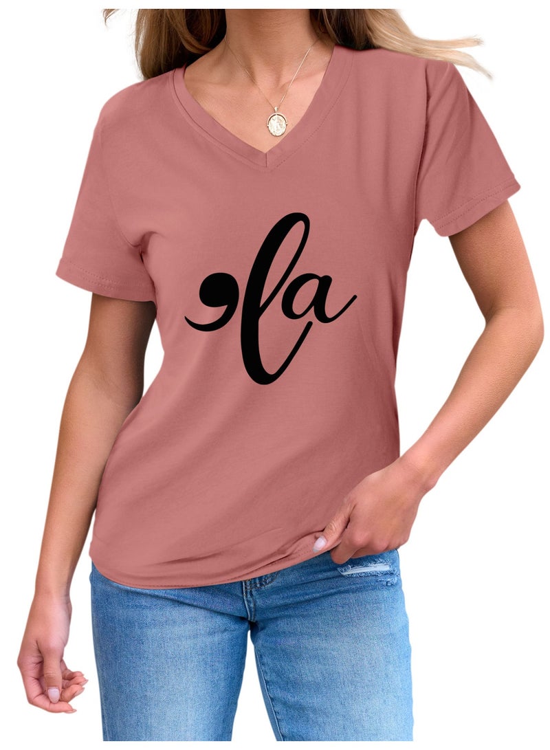 Women  V-Neck Cute Tee Shirts Tops - Image 2