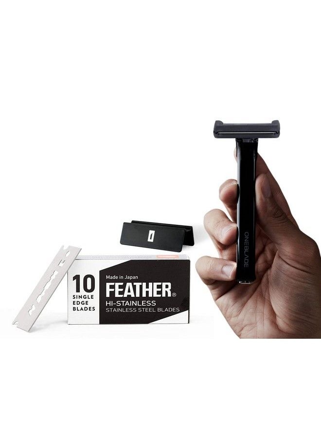 OneBlade - Core Safety Razor for Fine Hair Includes Stand & 10 Premium Japanese Feather Blade Refills Introductory Level - Image 1