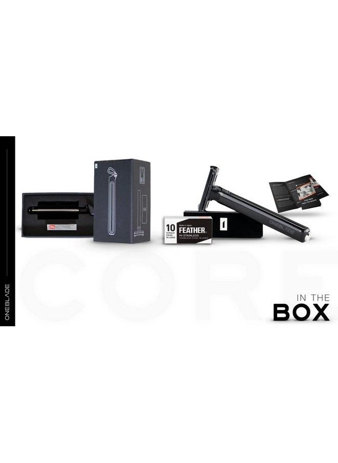 OneBlade - Core Safety Razor for Fine Hair Includes Stand & 10 Premium Japanese Feather Blade Refills Introductory Level - Image 1