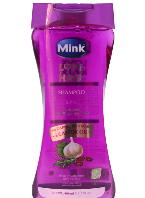 مينك شامبو المغذي بخلاصة الثوم وزيت الروزماري و الخروع 400مل