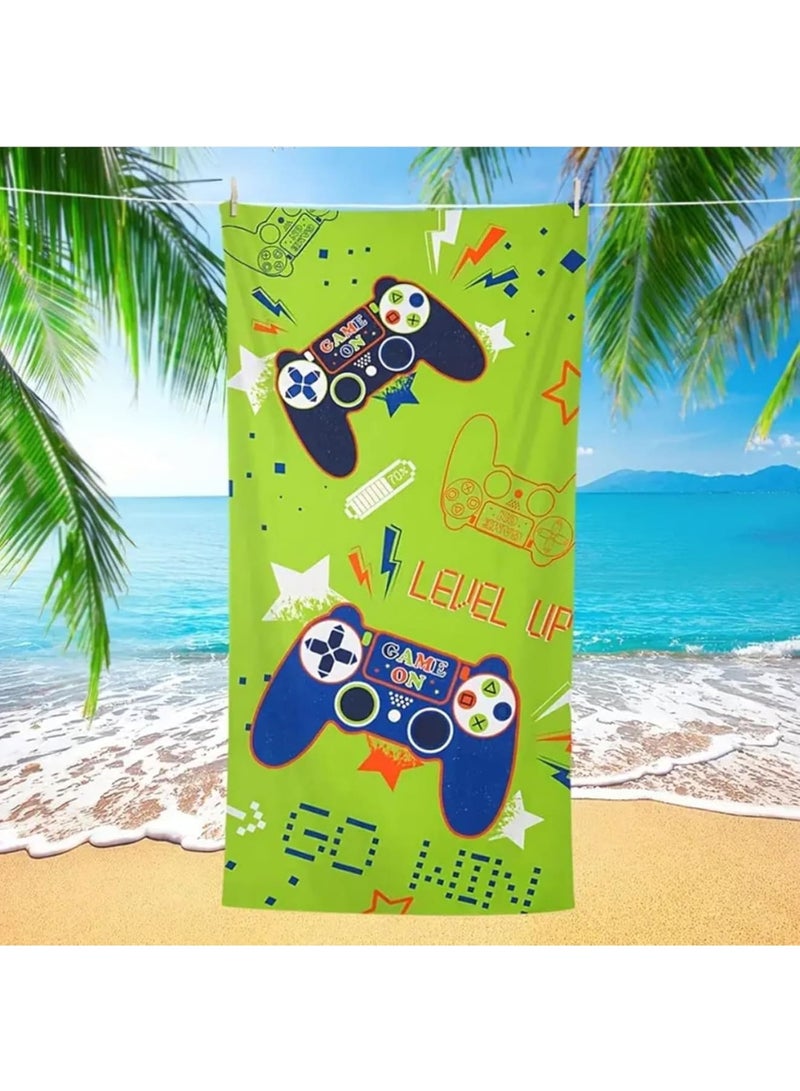 SYOSI منشفة شاطئ للأطفال، منشفة استحمام خفيفة الوزن سريعة الجفاف للأولاد والبنات والبالغين، منشفة حمام كبيرة ماصة ناعمة، بطانية سفر مثالية للشاطئ والسباحة والتخييم والاستحمام، 70 × 140 سم أخضر - Image 5