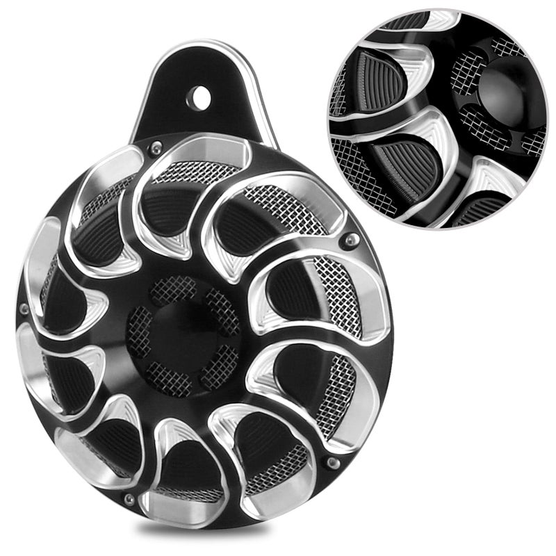 TOPRAMETAL CNC Billet Aluminum Horn Cover for Harley Big Twin Street GlideRoad King Electra Tour Glide CVO 19912024 Drift style BLACK - Image 2