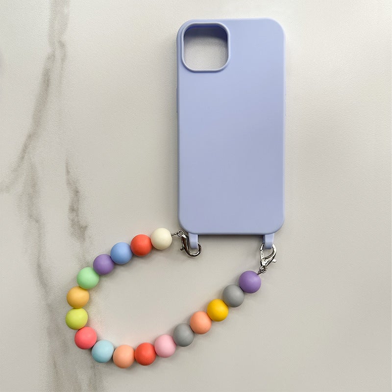 Rainbow anti-lost lanyard mobile phone case 16promax hand bowl 15plus for Apple 14 chain mobile phone case lanyard - Image 1