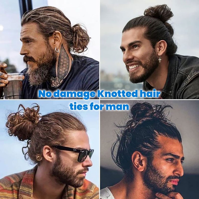79style 100pcs Hair Ties For Men Bun Fabric Elastic Ribbon Hair Ties Ponytail Holders Mens Hair Bands Knotted Knot Hair Tie Men Guys Hair Accessories (10 Colors) - Image 5