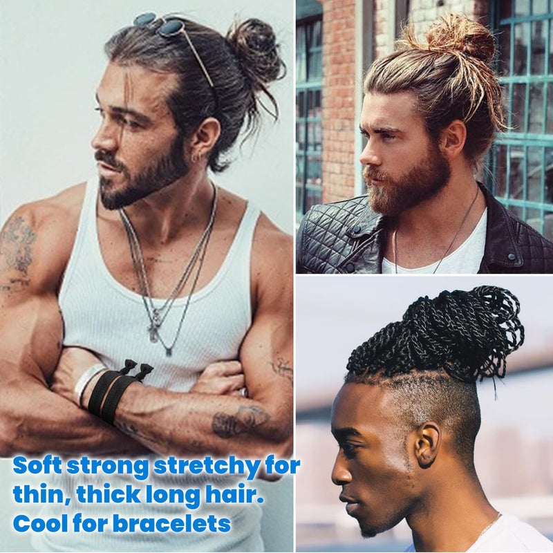79style 100pcs Hair Ties For Men Bun Fabric Elastic Ribbon Hair Ties Ponytail Holders Mens Hair Bands Knotted Knot Hair Tie Men Guys Hair Accessories (10 Colors) - Image 3