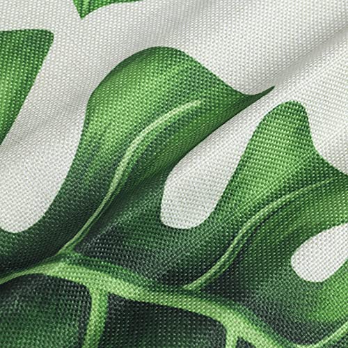 Bonhause Tropical Leaves Throw Pillow Covers 16x16 Set of 4 Green Palm Leaf Decorative Pillow Cases Polyester Linen Outdoor Cushion Covers for Sofa Couch Garden Home Decor - Image 4