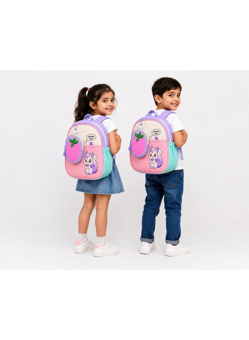 Kids Backpack with Mini Acorn Pouch, Lightweight School Bag with Side Bottle Pockets, Breathable Back & Safety Chest Buckle for Boys and Girls - Image 3