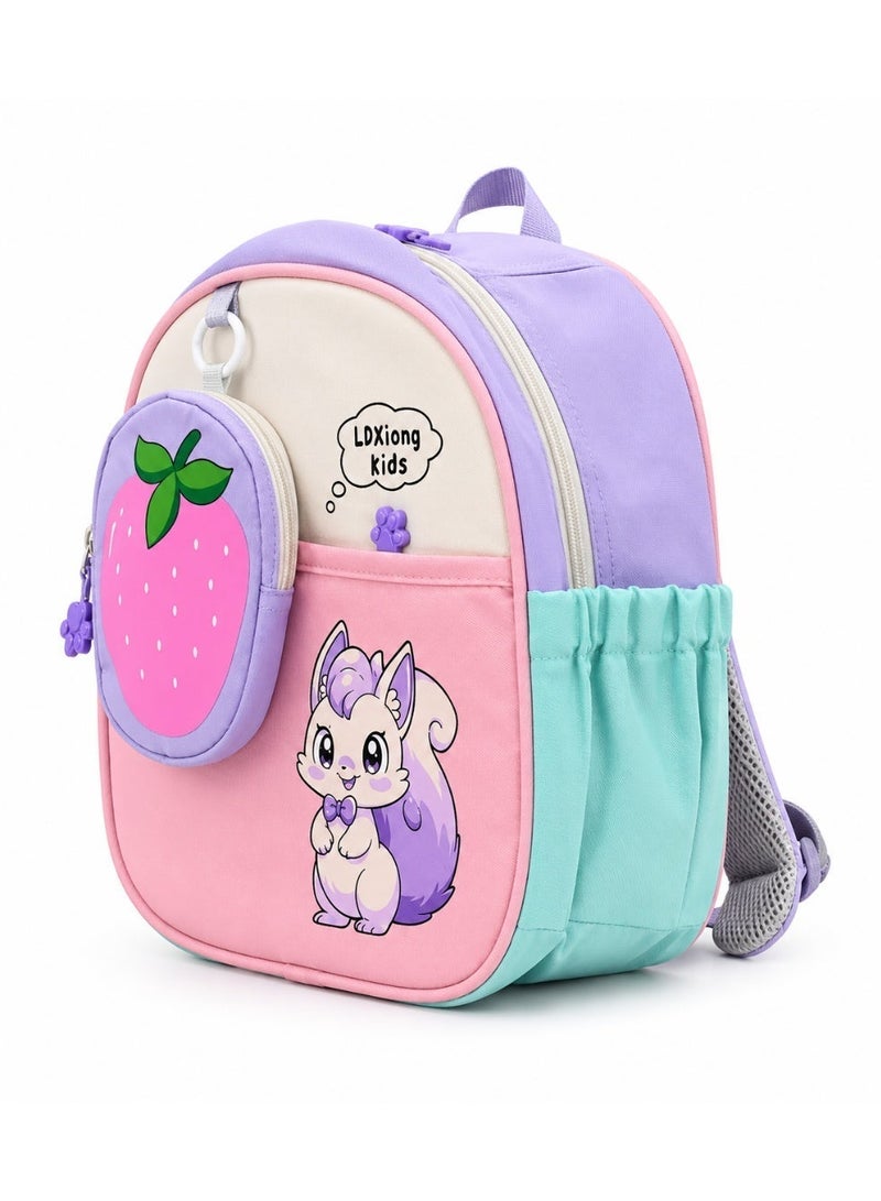 Kids Backpack with Mini Acorn Pouch, Lightweight School Bag with Side Bottle Pockets, Breathable Back & Safety Chest Buckle for Boys and Girls - Image 1