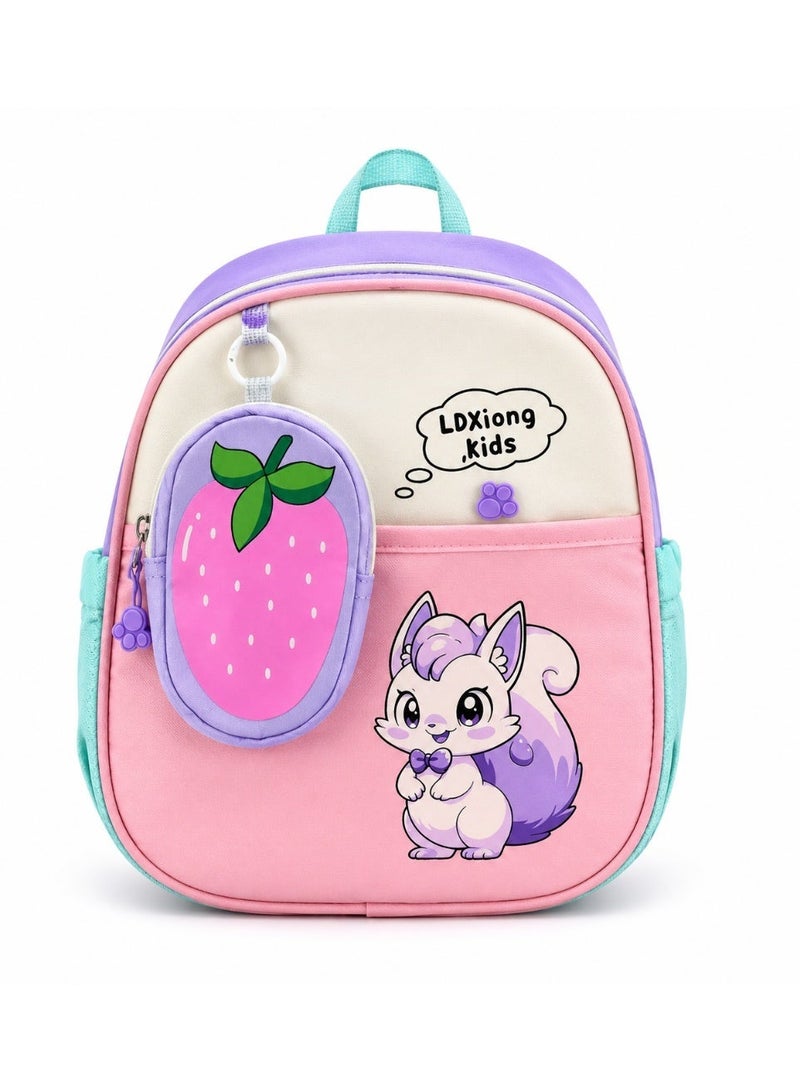 Kids Backpack with Mini Acorn Pouch, Lightweight School Bag with Side Bottle Pockets, Breathable Back & Safety Chest Buckle for Boys and Girls - Image 2