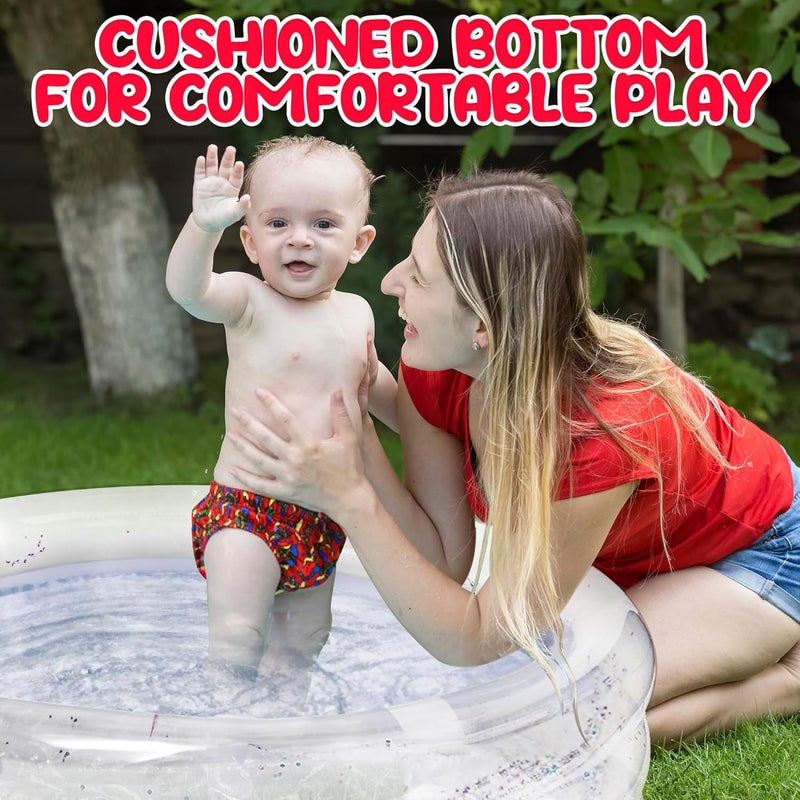 Art Creativity Sparkly Inflatable Kiddie Pool for Kids 34"x10" - 3 Levels - Transparent Blow Up Baby Pool with Silver Glitter, Easy to Inflate Small Toddler Pools for Outdoor - Image 4