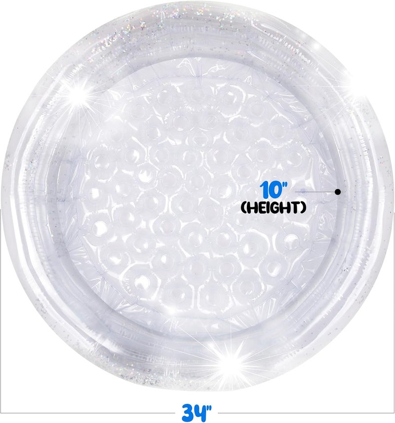 Art Creativity Sparkly Inflatable Kiddie Pool for Kids 34"x10" - 3 Levels - Transparent Blow Up Baby Pool with Silver Glitter, Easy to Inflate Small Toddler Pools for Outdoor - Image 5