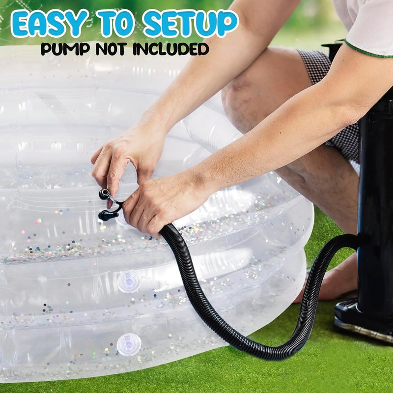 Art Creativity Sparkly Inflatable Kiddie Pool for Kids 34"x10" - 3 Levels - Transparent Blow Up Baby Pool with Silver Glitter, Easy to Inflate Small Toddler Pools for Outdoor - Image 3