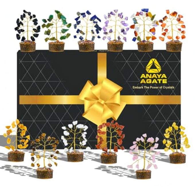 ANAYA AGATE Crystal Tree Gift for Women, Set of 12 Handcrafted Chakra Tree of Life, Crystals and Healing Stones for Positive Energy, Good Luck Home and Office Desk Decor Birthday Gifts for Mom Love Ones - Image 4