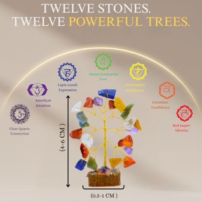 ANAYA AGATE Crystal Tree Gift for Women, Set of 12 Handcrafted Chakra Tree of Life, Crystals and Healing Stones for Positive Energy, Good Luck Home and Office Desk Decor Birthday Gifts for Mom Love Ones - Image 2