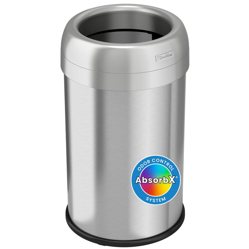 iTouchless Stainless Steel Commercial Grade Large 12Inch Opening for Home Restaurant Restroom Office 49 Liter Trash Cans with AbsorbX Odor Filter Round 13 Gallon