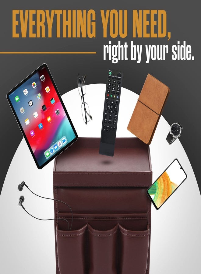 هاوسابلز منظم كرسي بذراعين من هاوسابلز، ملحقات كرسي استرخاء، منظم مسند ذراع، منظم كرسي بذراعين، منظم مسند ذراع الأريكة، حامل جهاز تحكم عن بعد لكرسي الاسترخاء، جيب للأريكة، تخزين جانبي للأريكة، حقيبة للأريكة، بني - Image 5