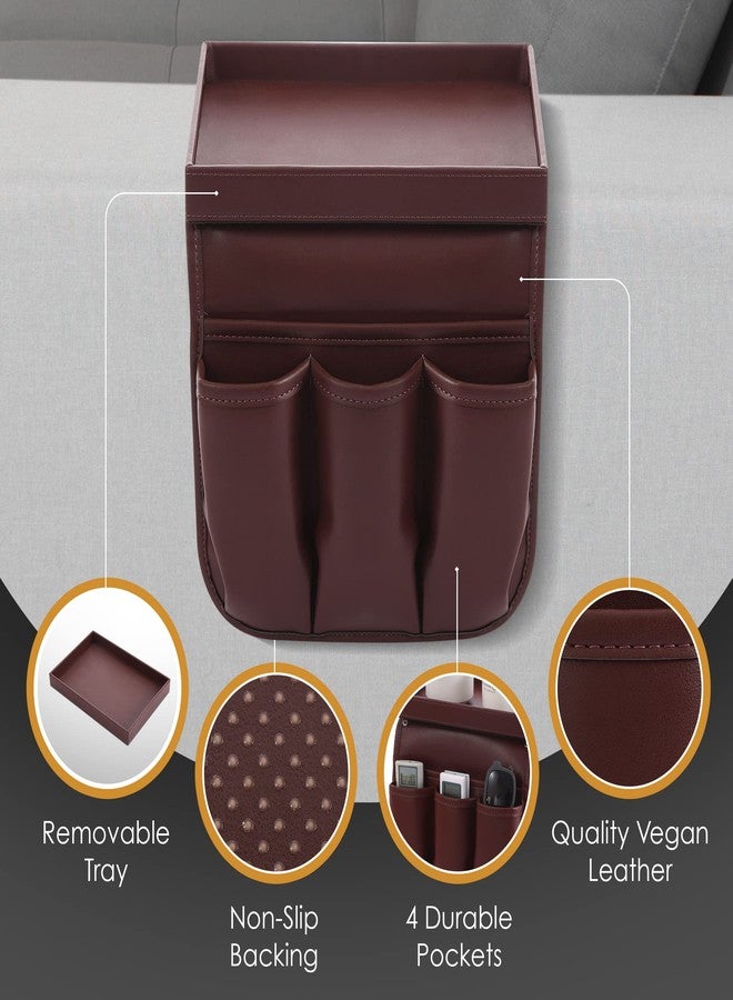 هاوسابلز منظم كرسي بذراعين من هاوسابلز، ملحقات كرسي استرخاء، منظم مسند ذراع، منظم كرسي بذراعين، منظم مسند ذراع الأريكة، حامل جهاز تحكم عن بعد لكرسي الاسترخاء، جيب للأريكة، تخزين جانبي للأريكة، حقيبة للأريكة، بني - Image 3