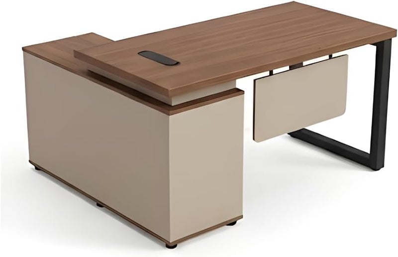 Neo Front DG-M1401 L-Shaped Executive Office Desk with Storage Drawers - 1.4m MDF Wood Computer Table for Home and Office Workspace - Image 1