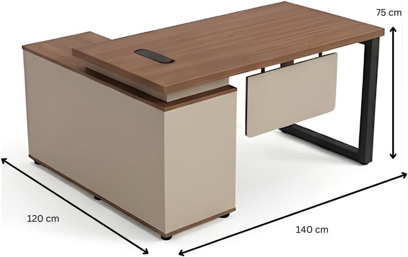 Neo Front DG-M1401 L-Shaped Executive Office Desk with Storage Drawers - 1.4m MDF Wood Computer Table for Home and Office Workspace - Image 3
