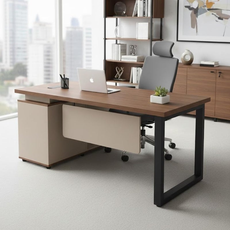 Neo Front DG-M1401 L-Shaped Executive Office Desk with Storage Drawers - 1.4m MDF Wood Computer Table for Home and Office Workspace - Image 2