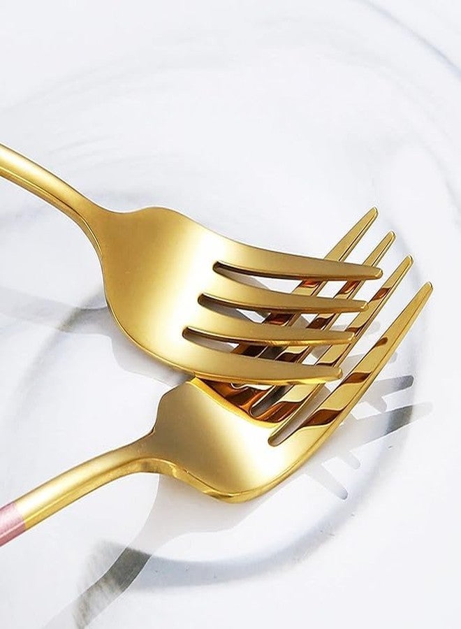 FIKKANI Gold Dinner Forks | Stainless Steel 21cm Silverware | Colorful Plated Handle | Multi-Color Forks for Dining & Serving | Elegant Cutlery Set | (4) - Image 5