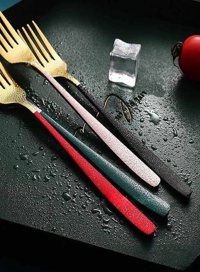 FIKKANI Gold Dinner Forks | Stainless Steel 21cm Silverware | Colorful Plated Handle | Multi-Color Forks for Dining & Serving | Elegant Cutlery Set | (4) - Image 4