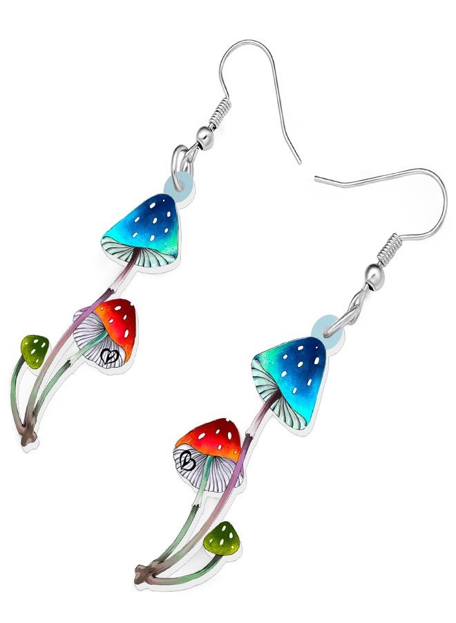 BONSNY Sweet Floral Acrylic Dangle Mushroom Earrings for Women Jewelry Gifts Novelty Funny Charms (Multi) - Image 3