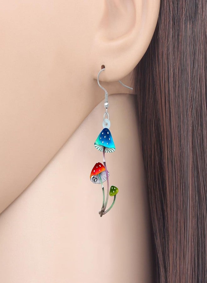 BONSNY Sweet Floral Acrylic Dangle Mushroom Earrings for Women Jewelry Gifts Novelty Funny Charms (Multi) - Image 2