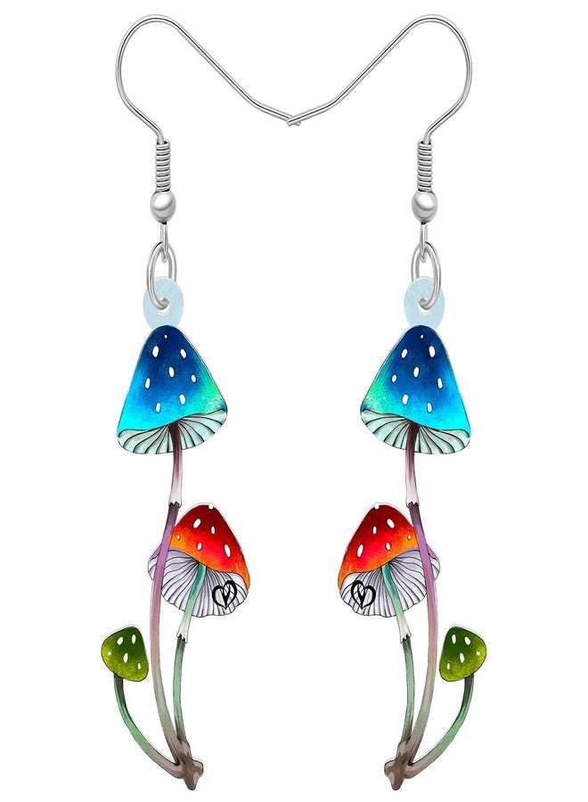 BONSNY Sweet Floral Acrylic Dangle Mushroom Earrings for Women Jewelry Gifts Novelty Funny Charms (Multi) - Image 1