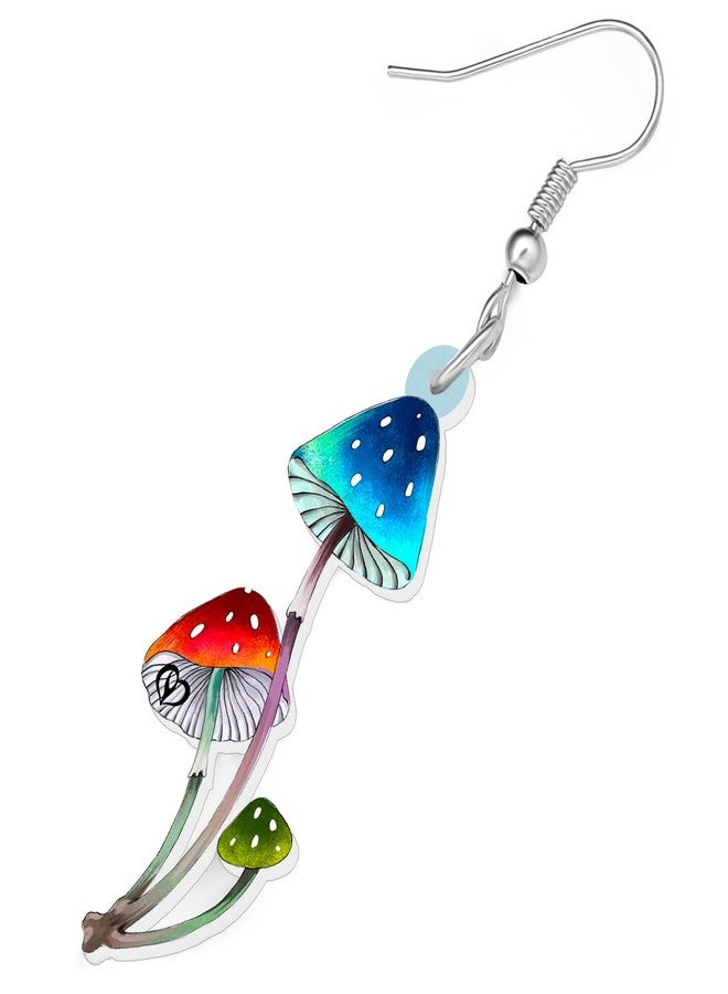 BONSNY Sweet Floral Acrylic Dangle Mushroom Earrings for Women Jewelry Gifts Novelty Funny Charms (Multi) - Image 4