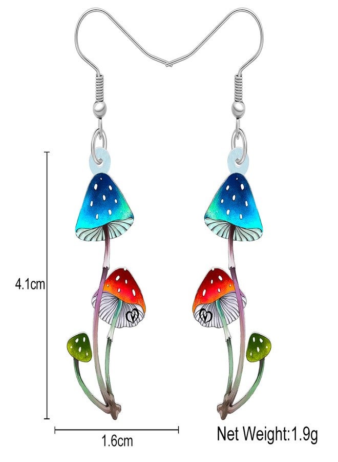 BONSNY Sweet Floral Acrylic Dangle Mushroom Earrings for Women Jewelry Gifts Novelty Funny Charms (Multi) - Image 5