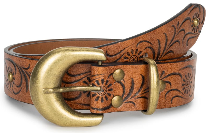 Eohak Western-Belt-for-Women-Cowgirl, PU-Leather-Waist-Belts with Vintage-Carved-Buckle and Tips-Ends for Jeans Pants Dresses - Image 1