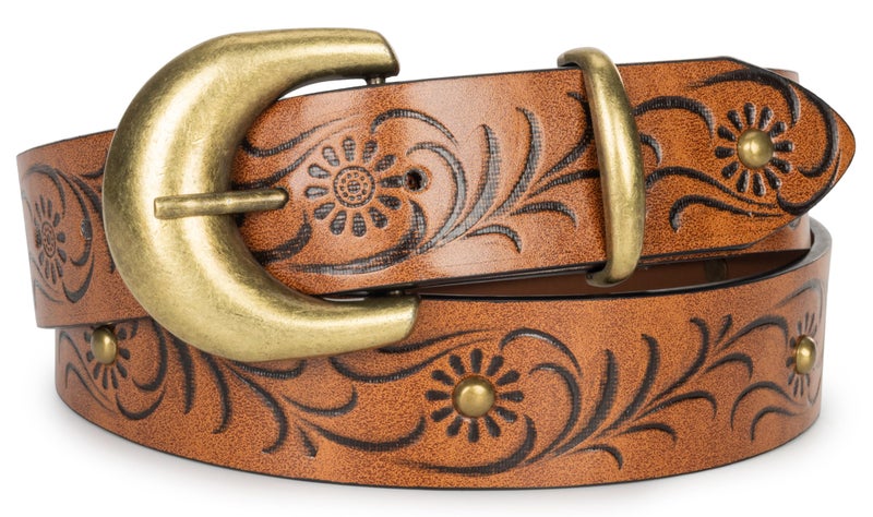Eohak Western-Belt-for-Women-Cowgirl, PU-Leather-Waist-Belts with Vintage-Carved-Buckle and Tips-Ends for Jeans Pants Dresses - Image 4