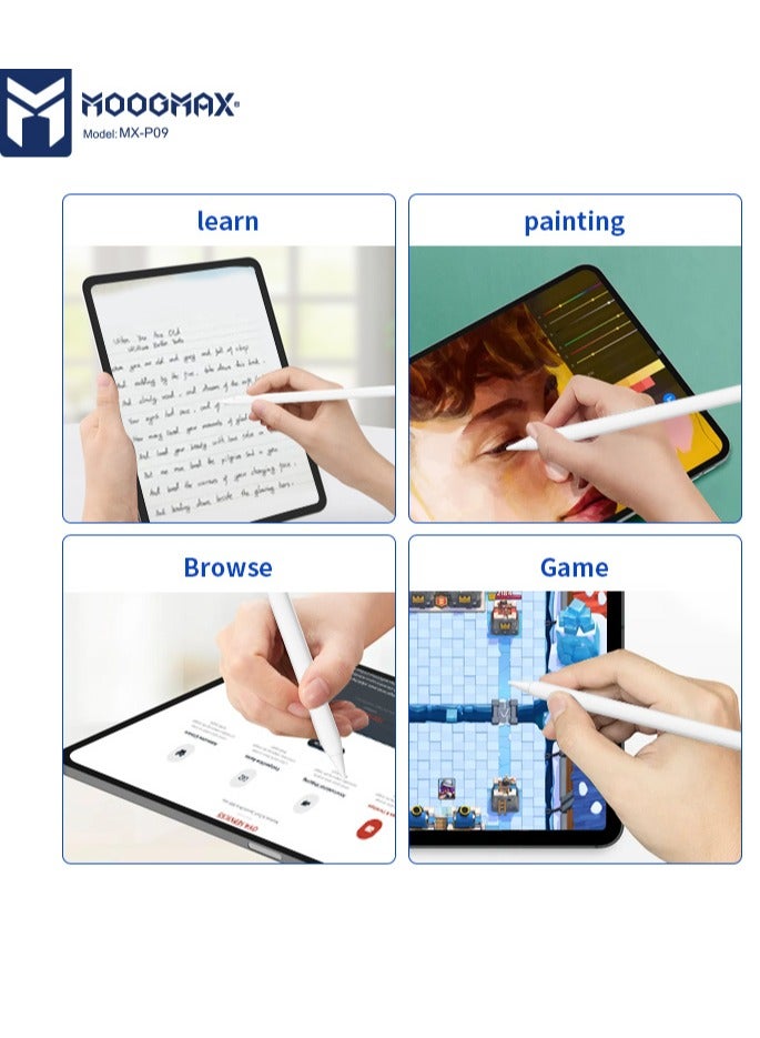 MOOGMAX MX-P09 iPad Pen supports palm grip. universal Stylus pen with a fast Type-C charging port. Magnetic pencil ipad (does not support wireless charging). Tablet Pen, iPad 11th gen, iPad 10th gen, iPad 9th gen, iPad A16, or even Samsung and other compatible devices. - Image 4