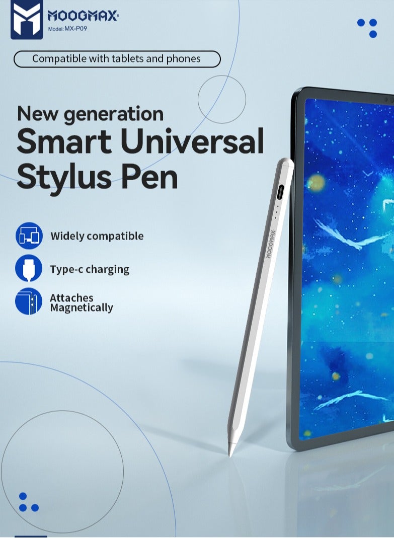 MOOGMAX MX-P09 iPad Pen supports palm grip. universal Stylus pen with a fast Type-C charging port. Magnetic pencil ipad (does not support wireless charging). Tablet Pen, iPad 11th gen, iPad 10th gen, iPad 9th gen, iPad A16, or even Samsung and other compatible devices. - Image 5