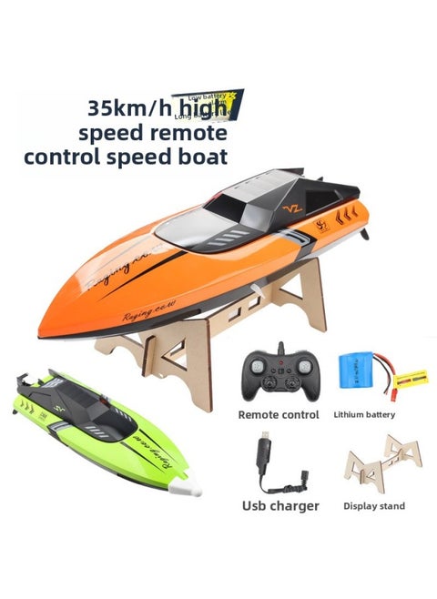 C168 High-speed Remote Control Boat 2.4g Remote Control Speedboat Long Endurance Interactive Competitive Remote Control Toy Water Toy-Color:Orange