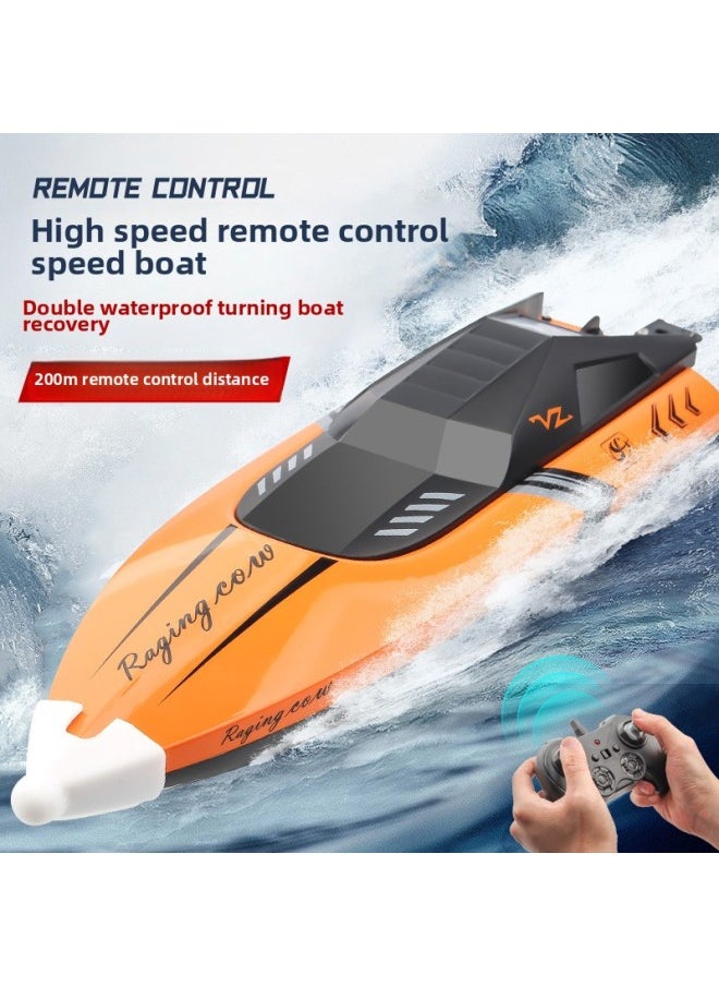 C168 High-speed Remote Control Boat 2.4g Remote Control Speedboat Long Endurance Interactive Competitive Remote Control Toy Water Toy-Color:Orange