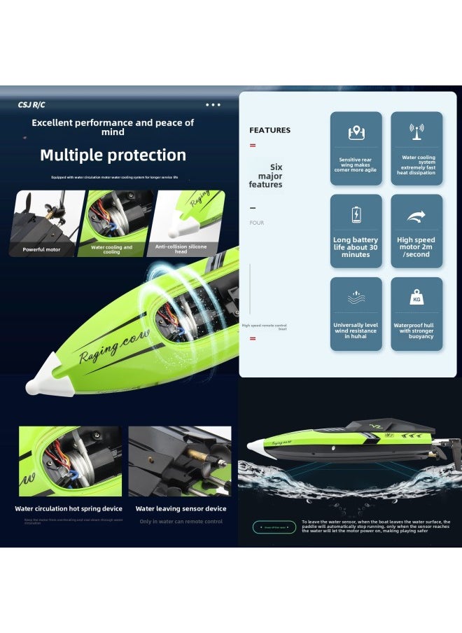 C168 High-speed Remote Control Boat 2.4g Remote Control Speedboat Long Endurance Interactive Competitive Remote Control Toy Water Toy-Color:Orange