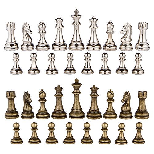 Best Chess Set Jupiter Silver and Bronze Metal Chess Pieces with 4 Inch King and Extra Queens, Pieces Only, No Board - Image 2