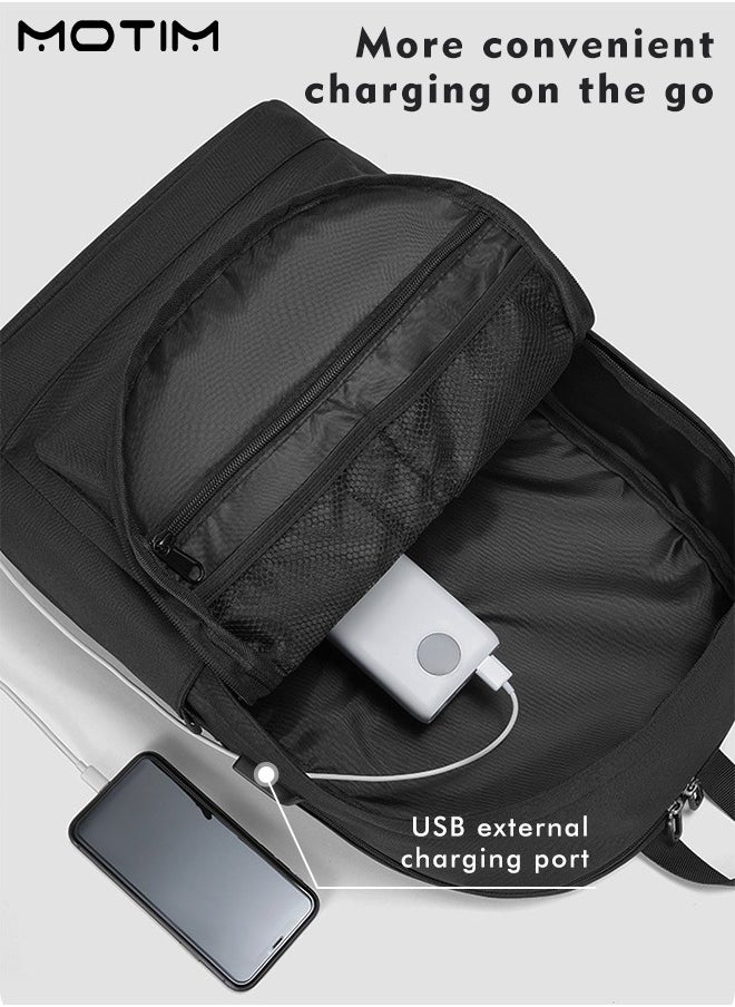 Motim 17.3 Inch Business Laptop Bag Backpack Travel Backpack with USB Charging Port, Waterproof Durable Lightweight Laptop Computer Bag  with Inner Organizer, Large Capacity  - Image 4