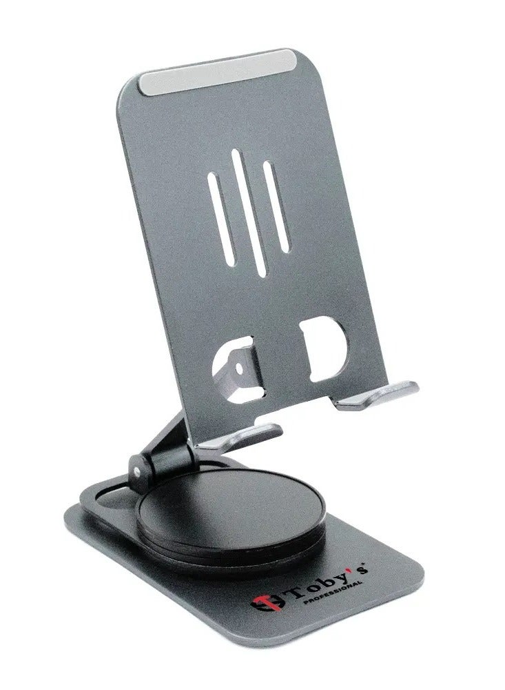 توبيز حامل الهاتف المحمول والكمبيوتر اللوحي الجديد من توبي، حامل للهاتف المحمول مصنوع من سبائك الألومنيوم قابل للدوران - فضي - Image 1