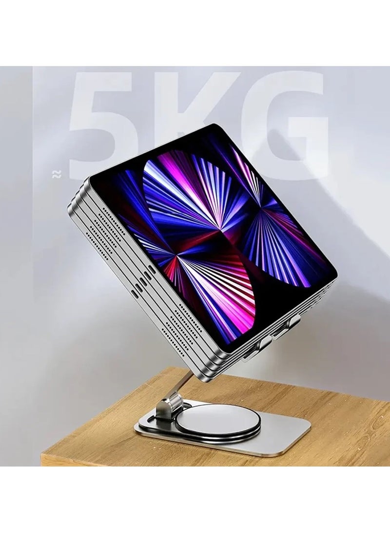 توبيز حامل الهاتف المحمول والكمبيوتر اللوحي الجديد من توبي، حامل للهاتف المحمول مصنوع من سبائك الألومنيوم قابل للدوران - فضي - Image 4